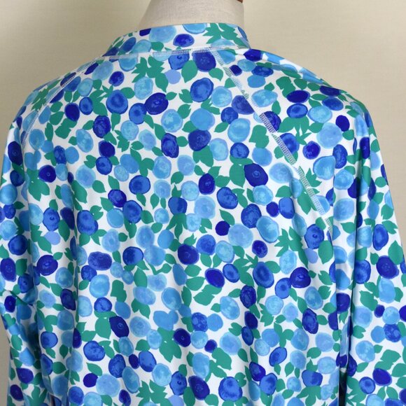 J.CREW Top Blouse 2X Blue Geometric Print Zip Front Long Sleeve Machine Wash - Picture 4 of 6